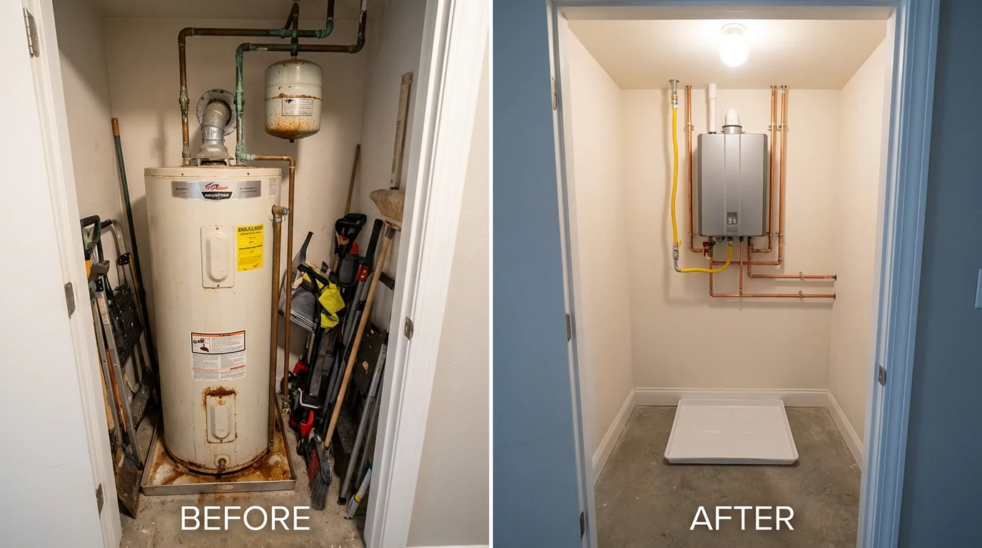 Tank water heater versus wall-mounted tankless unit comparison for Miami, TX homeowners